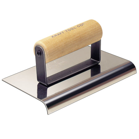 6" x 6" 1/2"R Stainless Steel Cement Edger with Wood Handle